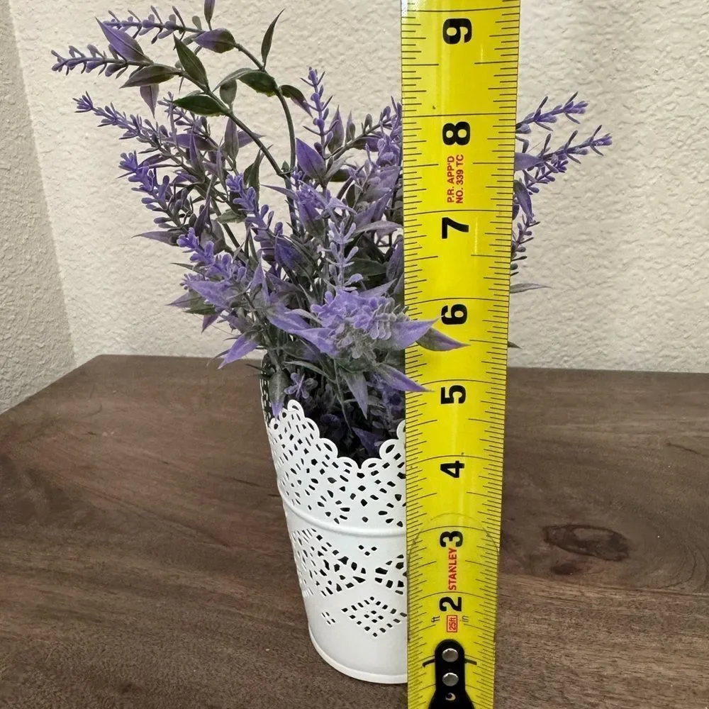 Lavender Floral Decor in Metal Lace Vase Planter